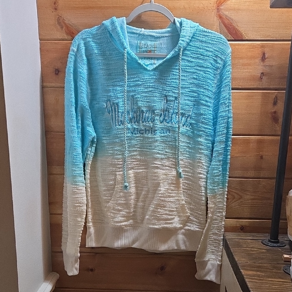 Beach By Exist Light Blue Mackinac Island Hoodie Large 0164